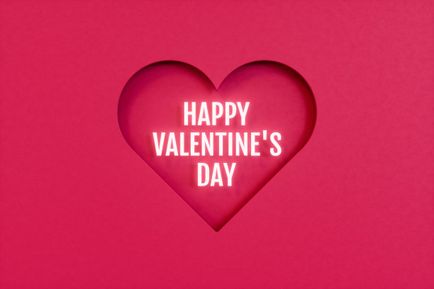 情人节心形万岁洋红色背景图片下载