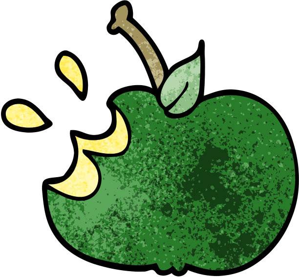 卡通涂鸦多汁咬苹果图片下载