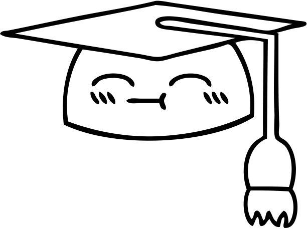 一顶毕业帽的线条漫画图片下载