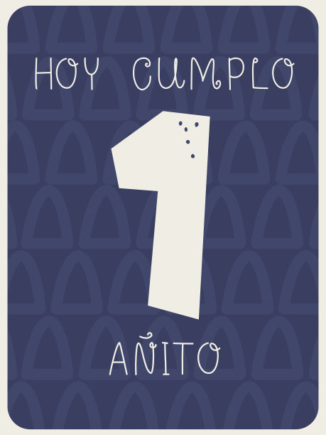 西班牙语的婴儿生日贺卡。今天我1岁了。矢量插图单色柔和的颜色。图片下载