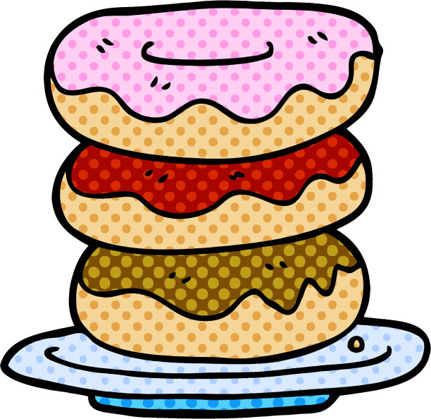 卡通涂鸦盘甜甜圈图片下载