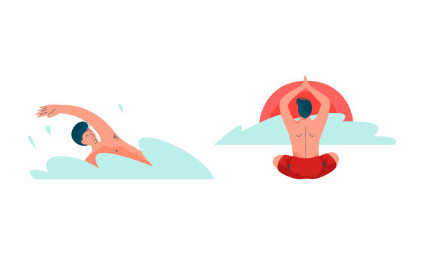 男人在水里游泳和坐着图片下载