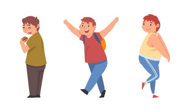 快乐的男孩与超重和体脂饮食图片下载