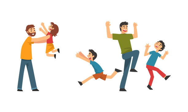 慈爱的父亲和他的孩子们一起玩耍图片下载