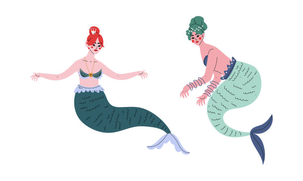 美人鱼或有浓密头发漂浮的水手图片下载