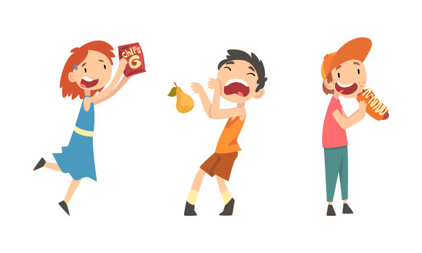 小女孩吃薯片，小男孩拒绝进食图片下载