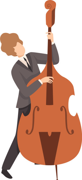 演奏低音提琴的年轻爵士音乐家图片下载