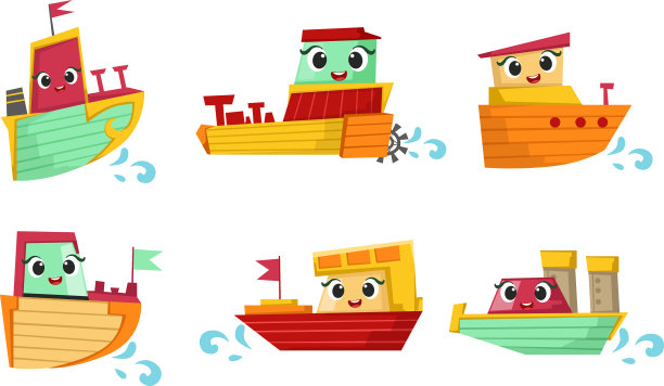 可爱可爱的船卡通人物集可爱图片下载