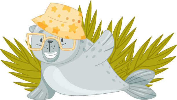 可爱的海豹宝宝在沙滩上晒太阳，有趣图片下载