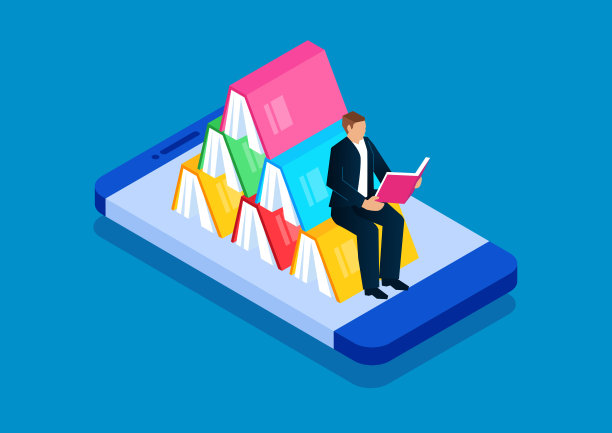 网上阅读，网上学习，商人坐在电话上看书图片下载