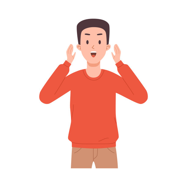 惊讶的男孩在红色毛衣平风格，矢量插图图片下载