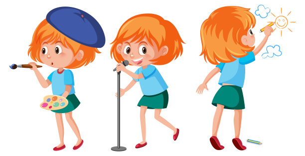 一个女孩做不同的活动图片下载