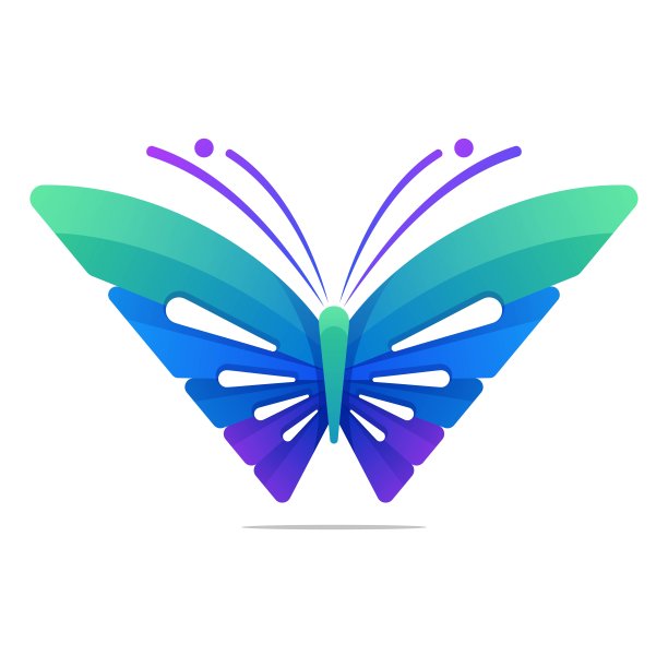 矢量插图蝴蝶渐变彩色风格。图片下载
