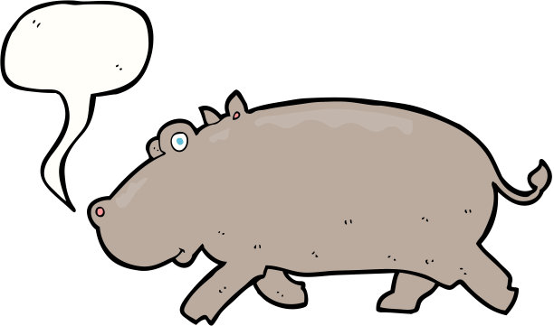 带有语音泡泡的卡通河马图片下载