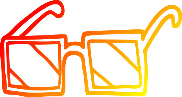 温暖渐变线条绘制的卡通方形太阳镜图片下载