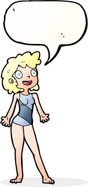 卡通女人在游泳服说话泡泡图片下载