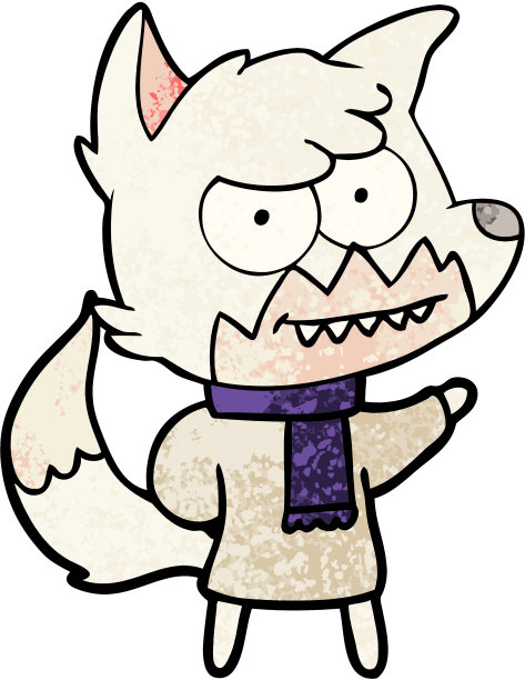 卡通狐狸咧嘴笑在冬天的衣服图片下载