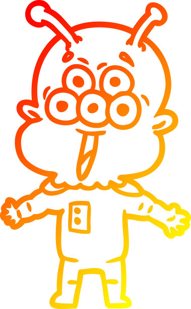 温暖的梯度线绘制一个快乐的卡通外星人图片下载