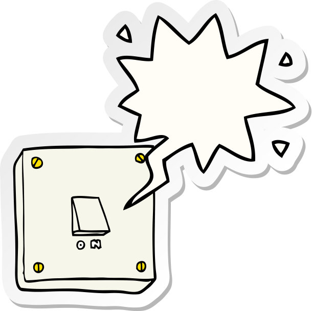 带有语音泡泡贴纸的卡通灯开关图片下载