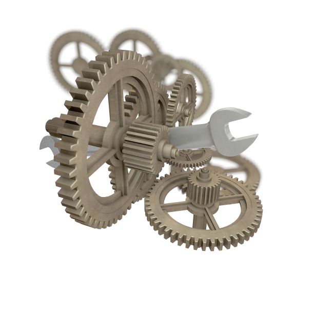 三维插图扳手在白色背景上的工作图片下载