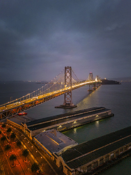 海湾大桥鸟瞰图图片下载