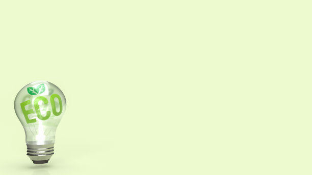 灯泡上的生态符号用于生态或环境概念的三维渲染图片下载