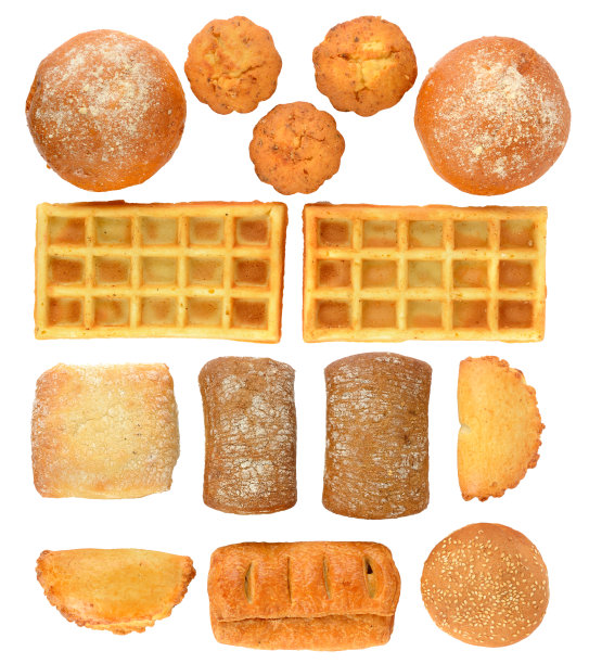 新鲜烘焙的食物隔离在白色图片下载