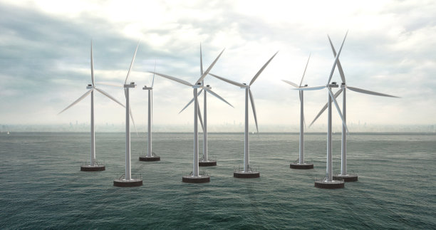 产生清洁能源的现代风力涡轮机。环境友好。图片下载