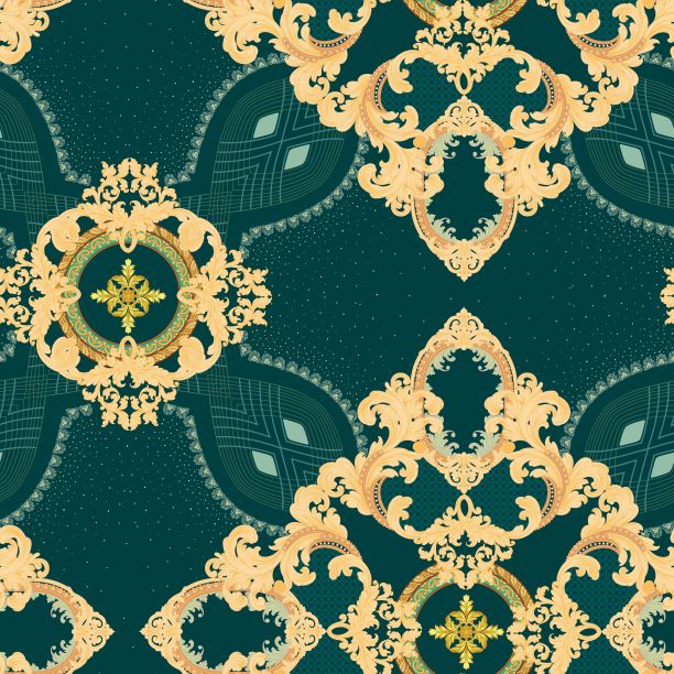 无缝东方装饰图案的绿色背景图片下载