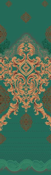 垂直无缝东方装饰图案在蓝色背景图片下载