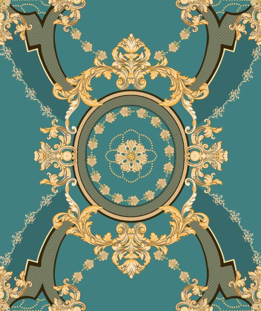 垂直无缝东方装饰图案在蓝色背景图片下载