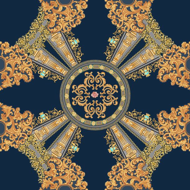 垂直无缝东方装饰图案在深蓝色背景图片下载