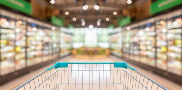 空购物车在超市杂货店的背景图片下载