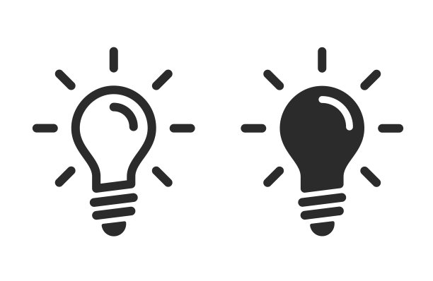 灯泡图标。思想的象征。线条、轮廓和平面风格。灯矢量信号。图标设置隔离。可编辑的中风。矢量图图片下载