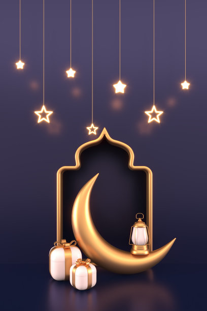 斋月Kareem问候背景伊斯兰教3d插图设计图片下载