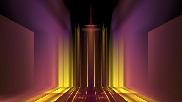 发光的讲台墙，反射，霓虹灯玻璃，几何模糊的形状，未来主义，明亮的颜色条纹。美容产品陈列柜。三维渲染图片下载