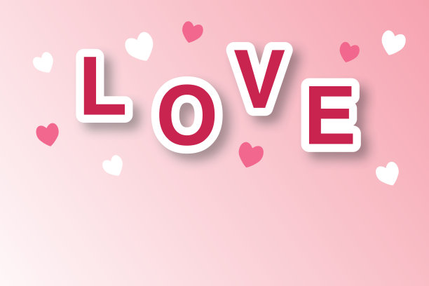 爱情标志与红心在柔和的粉红色背景的问候设计情人节或婚礼。图片下载