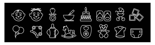 婴儿玩具细线图标图片下载