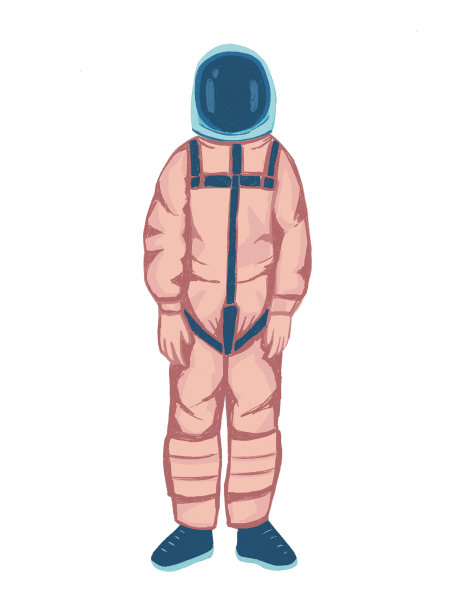 穿着橙色太空服的宇航员被隔离在白色背景上图片下载