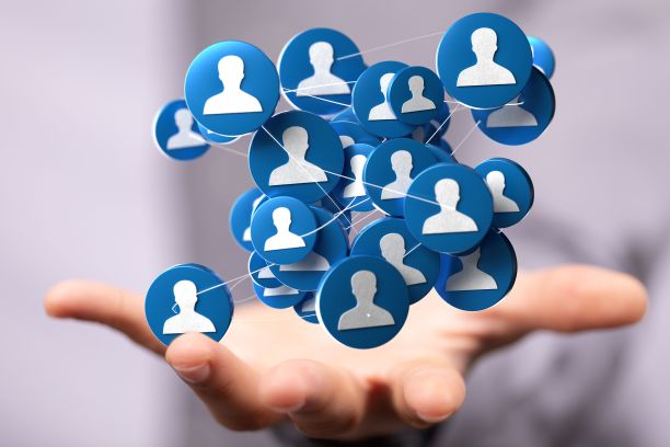 会议数字网络的三维渲染与数据概念-商务沟通图片下载