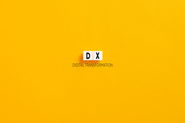 白色字母块在黄色背景与首字母缩写DX数字转换。图片下载