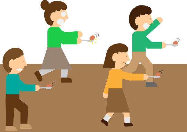 比赛的插图，鸡蛋放在勺子上图片下载