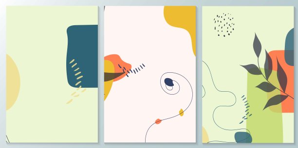 一套极简主义手绘流体形状背景。设计模板-布局横幅，传单，小册子，社交媒体图片下载