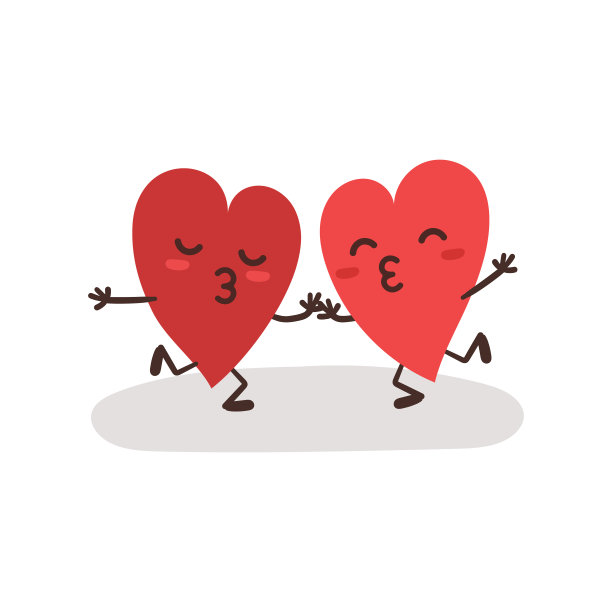 相爱的情侣概念，两颗可爱的心，情人节贺卡图片下载