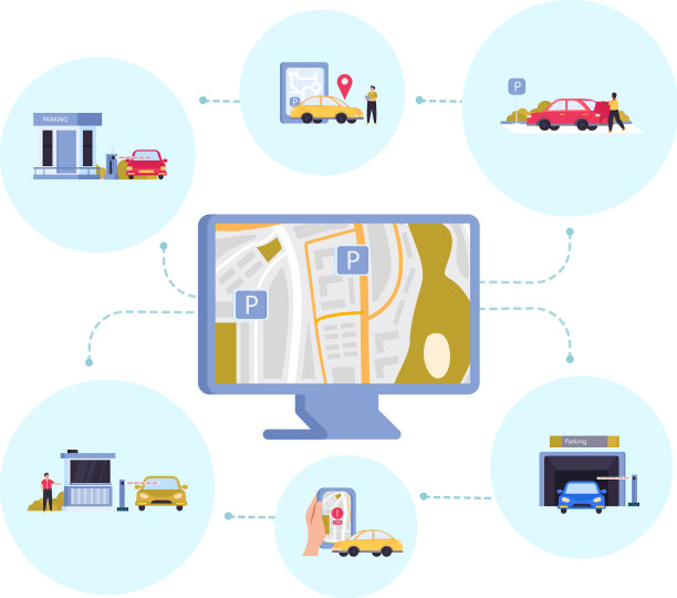 彩色公寓停车概念图片下载