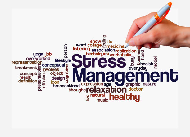 字云与压力管理的概念，孤立的白色背景图片下载