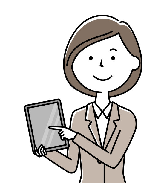 穿西装拿平板电脑的女人图片下载