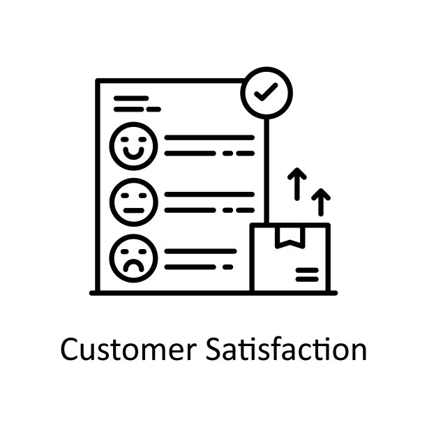 客户满意矢量轮廓图标设计说明。物流和供应链管理符号白色背景EPS 10文件图片下载