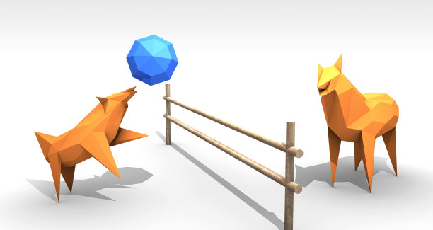 可爱的小狗打排球图片下载