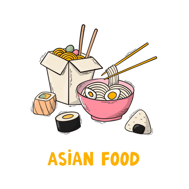 亚洲食品卡，海报上有涂鸦图片下载